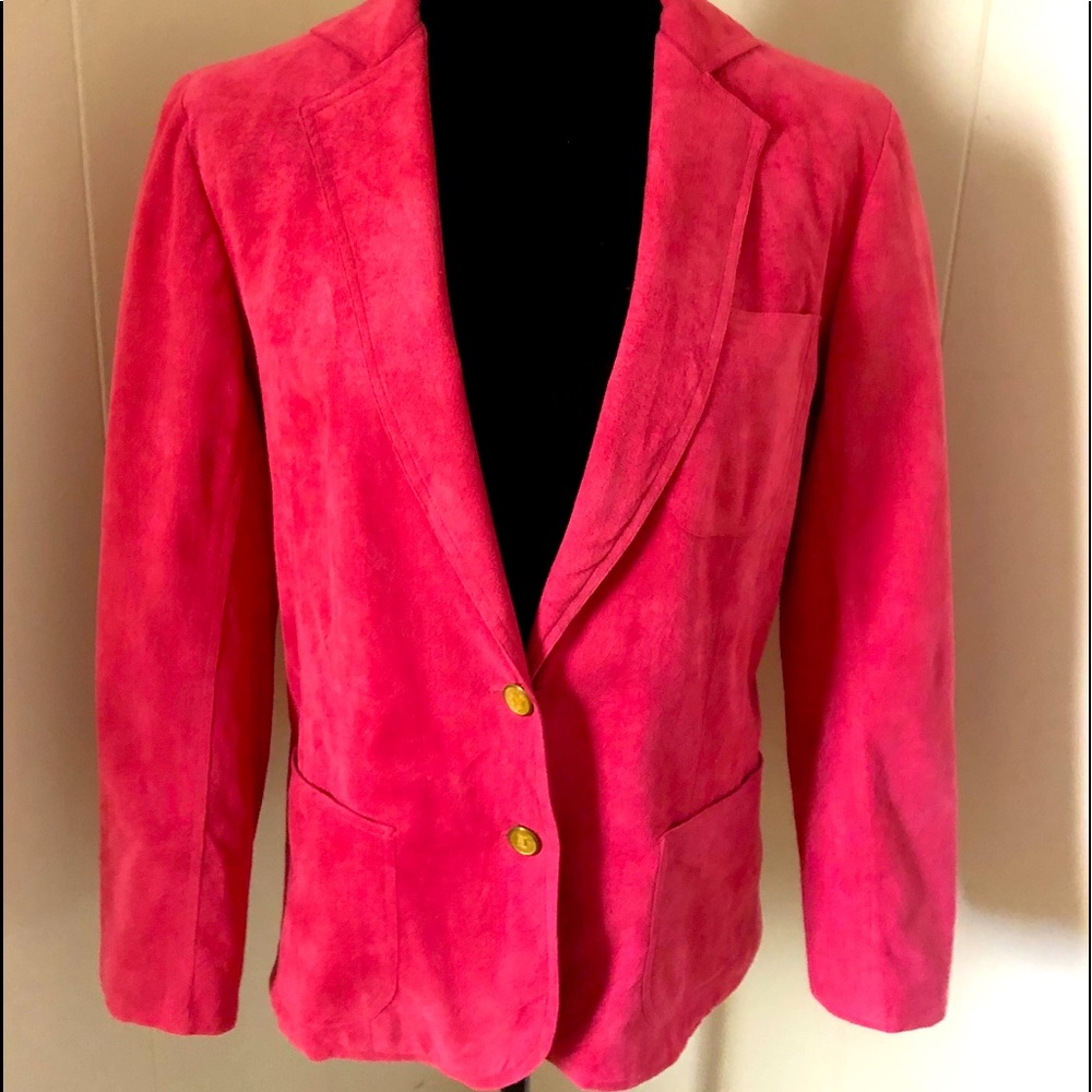 Vintage 1970’s Ultrasuede blazer, front pockets, brass buttons, fully lined